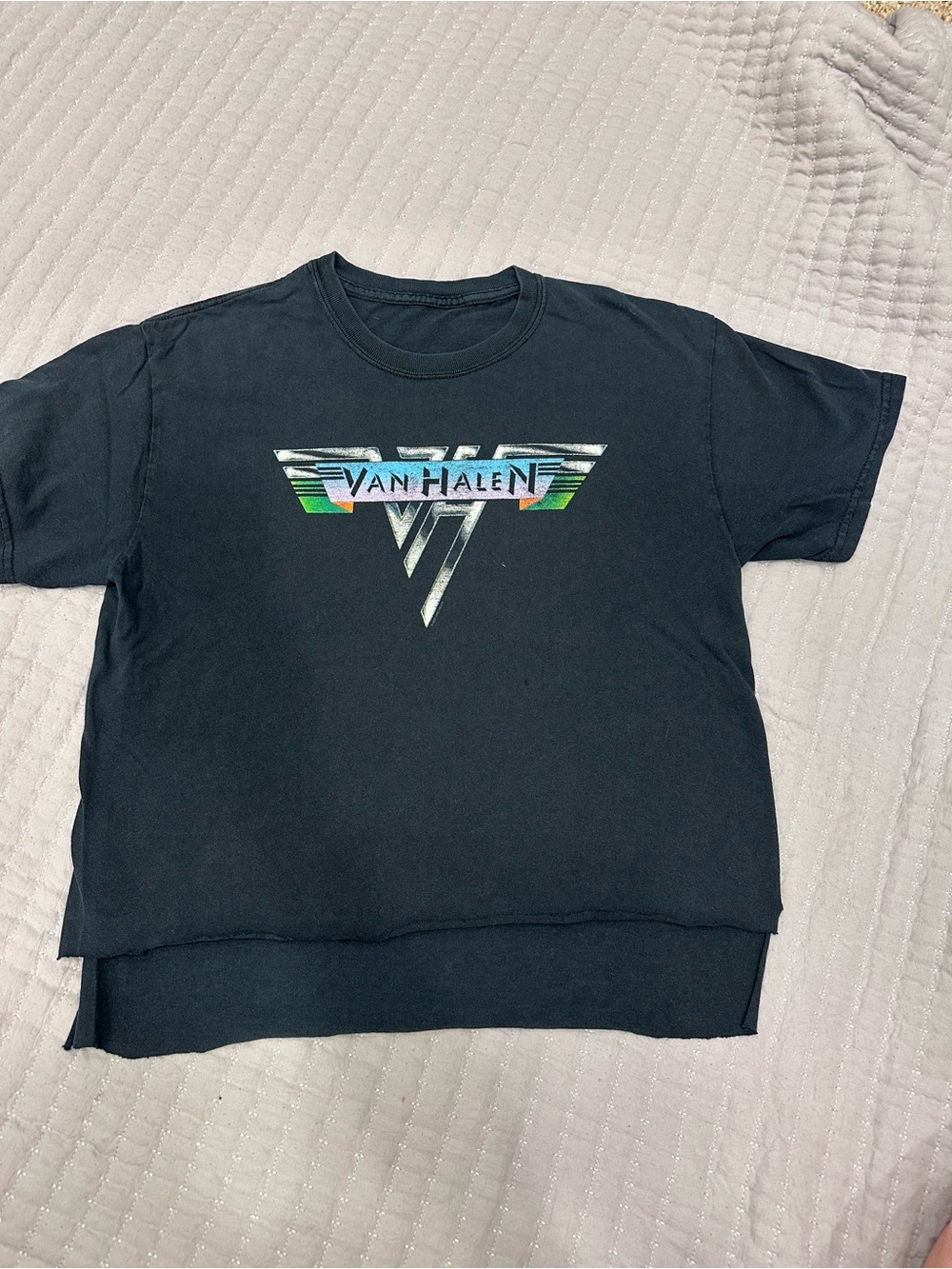 Vintage Van Halen Black Graphic Tee with Rainbow Accent